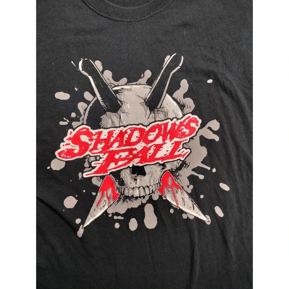 XL t-shirt Shadows Fall band graphic metalcore skull knives lyrics 100% cotton